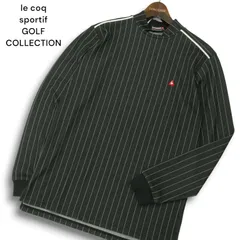 le coq sportif GOLF ルコック ゴルフ ロゴ刺繍★ 長袖 ストライプ モックネック シャツ トレーナー Sz.M　メンズ 黒