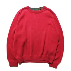 80's 90's 黒タグ エディーバウアー クルーネック コットン ニットセーター (L) 濃ピンク系 無地 80年代 旧タグ オールド アウトドア　アメリカ古着 USED  ビンテージ ヴィンテージ