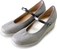 パンプス レディース 痛くない ストラップ 歩きやすい ヒール 黒 靴 ウエッジ ソール 美脚 厚底 ラウンドトゥ 仕事 nc39605 グレー 23.5cm