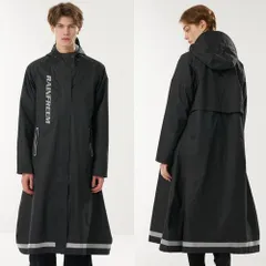 ☆ ブラック ☆ L ☆ レインコート 男女兼用 ユニセックス レインコート フード付き 雨具 カッパ レインウェア 雨合羽 雨がっぱ ロングレインコート Aライン 動きやすい 反射テープ ポケット付 フード レディース メンズ 男女兼用 ユニセックス
