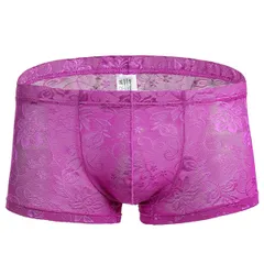 総レースボクサーパンツ メンズ 透け感 前閉じ 通気性 フィット ピッタリ セクシー メンズ下着 肌着 インナー 速乾　c504