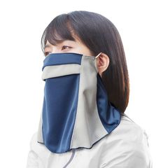 日本製 フェイスカバー UVカット 紫外線対策 スポーツ ネイビー／グレー スペースマスター