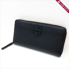 トリーバーチ ラウンドファスナー 長財布 ブラック レザー ゴールド金具