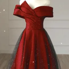 ラメが煌びやかなオフショル　バイカラーチュールドレス?.?