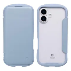 iFace Reflection iPhone 16 ケース 手帳型 クリアケース(ペールブルー)【 アイフェイス スマホケース 耐衝撃 アイフォン16 手帳 ダイアリーケース カード収納 ポリカーボネート ストラップホール付き】