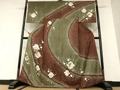 平和屋着物●訪問着　絞り　刺繍　松皮菱花文　金彩　正絹　逸品　AAAW9063zg