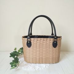 かごバッグ　2WAY　うすちゃ　ショルダーバッグ にも