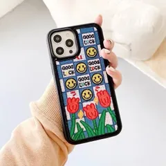 iPhone13/13Proケース　スマホケース　刺繍　花柄