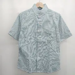 ◇ ⊂◎ MEN'S MELROSE メンズメルローズ 総柄 襟ワイヤー 半袖 シャツ サイズ3 グリーン系 メンズ E  【1506230018130】のサムネイル