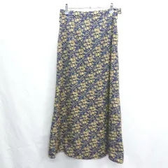 ◇ nano universe ナノ ユニバース 花柄 ロング丈 タイト スカート サイズ36 ネイビー系 レディース E  【1407020068819】