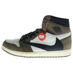 NIKE (ナイキ) ×トラヴィススコット  AIR JORDAN 1 エアジョーダン1 レトロ ハイ ハイカットスニーカー ブラウン US10.5/28.5cm CD4487-100