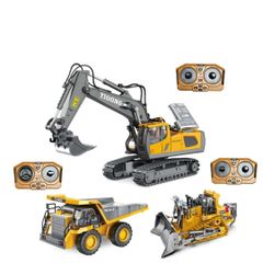 ラジコン　ショベルカー　ブルドーザー　ダンプカー　建設車両3点セット　金属強化モデル　おもちゃ　知育玩具