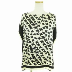 ツモリチサト TSUMORI CHISATO カットソー フレンチスリーブ 総柄 異素材切替 シルク ブラック 黒 2 M位のサムネイル