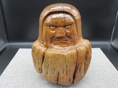 奈良人形師 染川宗進 木彫り 達磨 置物 縁起物 木製 彫刻 オブジェ 