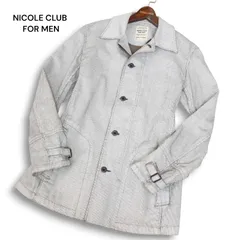 Y2K 00s★ NICOLE CLUB FOR MEN ニコルクラブ フォーメン 秋冬★ コーティング ストライプ コート Sz.48 メンズのサムネイル