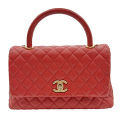 シャネル(CHANEL) ココハンドルS 2WAYバッグ  レッド キャビアスキン ゴールド金具 A92991 25番 中古 レディース ショルダーバッグ ハンドバッグ