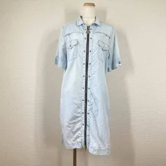 【ディーゼル】ワンピース　ブルー　S　羽織 フルジップ 半袖 y2k 平成ギャル フェアリーグランジ アーカイブ　パンク系　森ガール