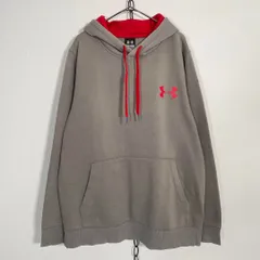 UNDER ARMOUR フードスウェット フーディ グレー×赤 MD 裏起毛