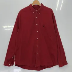 90's Eddie Bauer 90年代 エディーバウアー vintage ヴィンテージ ロングスリーブ 長袖シャツ ボタンダウン ワンポイントロゴ刺繍 モーリシャス製 XLサイズ レッド