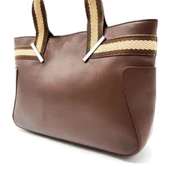 【良品】 GUCCI グッチ シェリーライン ハンドバッグ ミニトート レザー 革 キャンバス 茶色 ブラウン 肌色 ベージュ 型押しロゴ プレート シルバー金具 レディース メンズ 男女兼用 ユニセックス