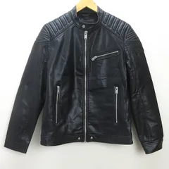 H■ザラ/ZARA 合成皮革 PUレザージャケット ライダースジャケット【L】黒/MENS■60【中古】