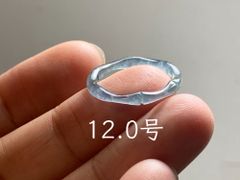 L18-109 氷種 青色 12.0号 竹節リンググアテマラ産A貨本翡翠くりぬき