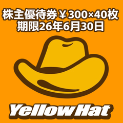 【利用期限2026年6月30日】イエローハット　株主様お買物割引券　（株主優待券）12000円分(300円×40枚)