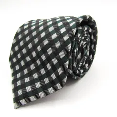 タカキュー ブランド ネクタイ シルク チェック柄 格子柄 メンズ ブラック TAKA Q 【中古】