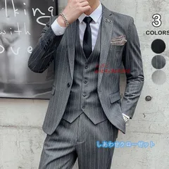 スーツ メンズ おしゃれ スーツセットアップ 3ピーススーツ ビジネススーツ 紳士服 カジュアルスーツ スリム 洗える ボーダー柄 結婚式 通勤 フォーマルスーツ ant4y966366