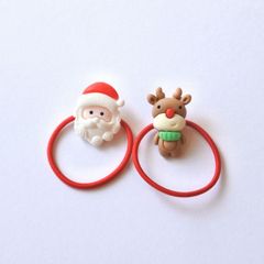 ヘアゴム2個セット【クリスマス：サンタクロースとトナカイ2】
