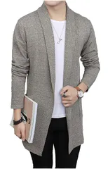 [ゴスファング] ロングカーディガン メンズ ジャケット 秋物 冬服 長袖 上着 おしゃれ キレイメ 前開き 大人 シンプル M ~ 2XL [ライトグレー] [XL]