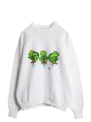 【お得なクーポン配布中!】 80s USA製 カエル アート イラスト プリント スウェット メンズ レディース L / 80年代 ヴィンテージ キャラクター トレーナー 裏起毛 白