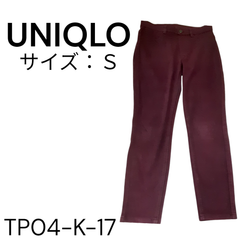 UNIQLO ボトムス 綿36% ポリエステル35％ アクリル11% ポリウレタン10％ レーヨン8% ボルドー 送料無料 古着