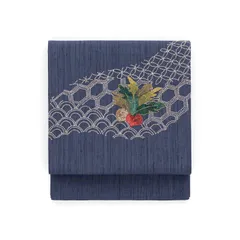 K374厳選逸品縮緬相良刺繍本紫色地正絹高級美術名古屋帯新品同様 K374厳選逸品縮緬相良刺繍本紫色地正絹高級美術名古屋帯新品同様