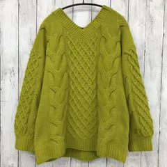 【 AZUL by moussy 】アズールバイマウジー シェニールケーブルVネックニットトップス