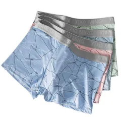 【М・L・XL・2XL】4枚 セット ボクサー パンツ ブリーフ メンズ 紳士 男性 下着 肌着 アンダーウエア 総柄 プリント柄 前閉じ 吸汗 速乾 蒸れない 涼しい 通気性 肌触り オールシーズン 前閉じ 柄もの プリント お洒落 安い シンプル 運動