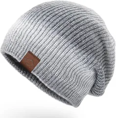 CUBATTY 母の日 ニット帽 レディース 帽子 防寒 ニットキャップ 裏起毛 厚手 柔らかい 保温 おしゃれ( グレー(帽子のみ),  Free Size)