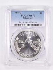 MS70 1988-D オリンピックトーチ記念銀貨 PCGS
