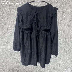 earth music&ecology フリル付き ブラック チュニック Fサイズ