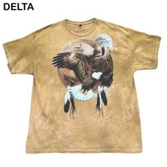 DELTA ヴィンテージ 古着 USA古着 y2k 白頭鷲 ワシ 鳥 ドリームキャッチャー 月 リアルアニマル アニマルプリント メンズ レディース Tシャツ