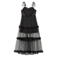 夢展望公式 [新品未使用] ハートフリルチュールキャミワンピース [ブラック] 他カラー別ページ有 dearmyloverose ワンピース シフォン・ジョーゼットワンピース（キャミソール・ベアトップ） 534332-03