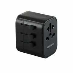 【新品・7営業日以内発送】ELECOM エレコム T-HPAM-15A2CBK 変換アダプター 海外 旅行 コンセントプラグ A／BF／O／SEタイプ 出力ポート A／BF／O／Cタイプ×1 USB－A×2 Type－C×1【沖縄離島販売不可】