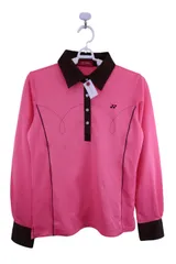 【美品】YONEX(ヨネックス) 長袖ポロシャツ ピンク レディース M ゴルフ用品 2501-0474 中古
