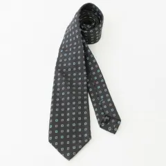 ティファニー TIFFANY & CO. ネクタイ レギュラー ジャガード 総柄 シルク イタリア製 グレー ☆AA★ IBO38のサムネイル