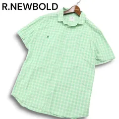 R.NEWBOLD ポールスミス 春夏 ロゴ刺繍★ ネップ 半袖 チェック シャツ Sz.L メンズ