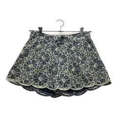 中古 レディース ゾーイ ZOY ショートパンツ 38(M) 紺系×白 ネイビー×ホワイト 裏地付き キュロット 春夏秋 花柄レース