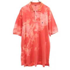 半袖 ポロシャツ オレンジ系 ビッグサイズ 鹿の子地 メンズ 古着 【240324】