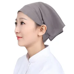 簡単着用！ マジックテープ付 三角巾 グレー シンプル 無地 男女兼用 カフェ 業務用 料理教室 調理実習 清掃 美容院 学校 職場