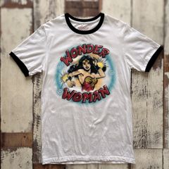 Wonder Woman ワンダーウーマン　スプレーアート　プリントTシャツ　リンガーTシャツ　アメコミ