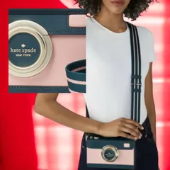 kate spade 美品✨希少✨カメラ型　ピンク　グリーン　ミニカメラバッグ　斜めがけ　クロスボディバッグ ショルダーバッグ